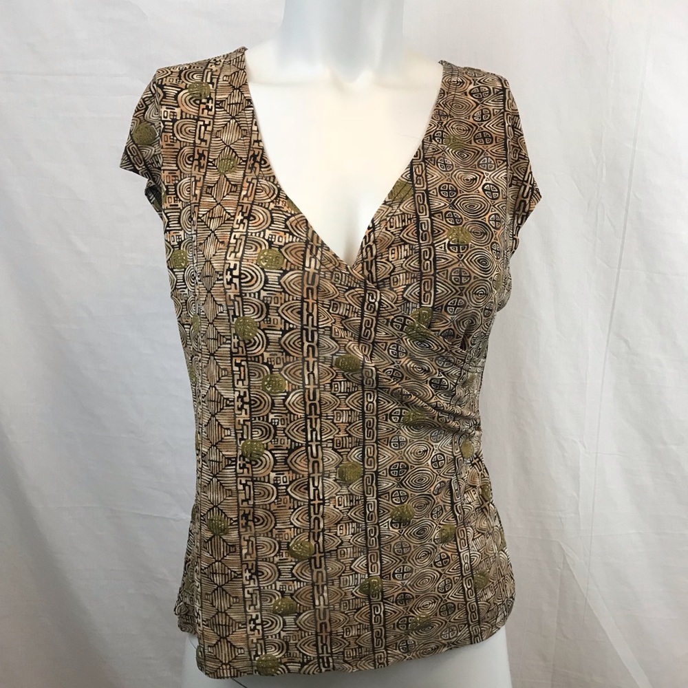 Talbots Collection Pure Silk Aztec Print Shirt